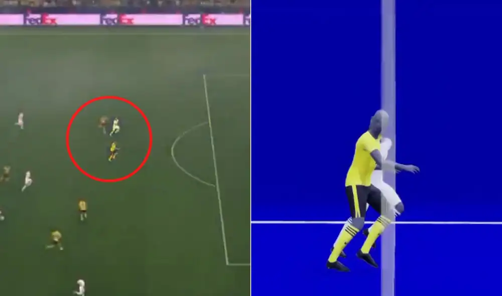 VAR en el Dortmund vs. Copenhague. Foto: captura ESPN