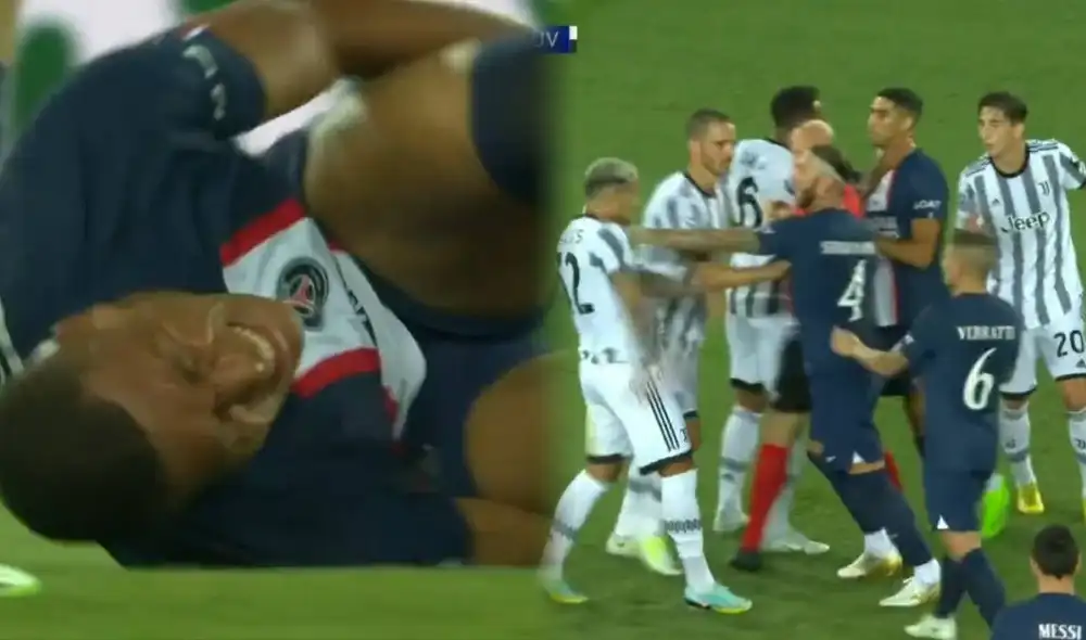 Mbappé recibió una fuerte falta y Leandro Paredes protestó por la falta cobrada. Se peleó con Sergio Ramos. Foto: composición/captura ESPN Mbappé recibió una fuerte falta y Leandro Paredes protestó por la falta cobrada. Se peleó con Sergio Ramos. Foto: composición/captura ESPN