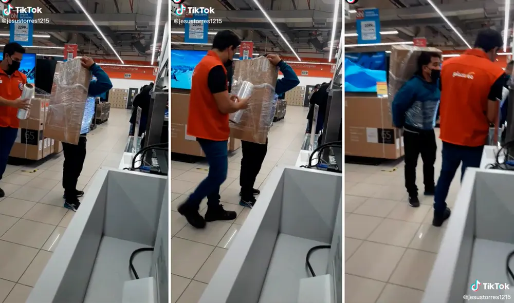 Las imágenes dejaron a miles de seguidores asombrados por la forma de trasladar un televisor. Foto: composición LR/captura de TikTok/@Jesustorres1215 Las imágenes dejaron a miles de seguidores asombrados por la forma de trasladar un televisor. Foto: composición LR/captura de TikTok/@Jesustorres1215