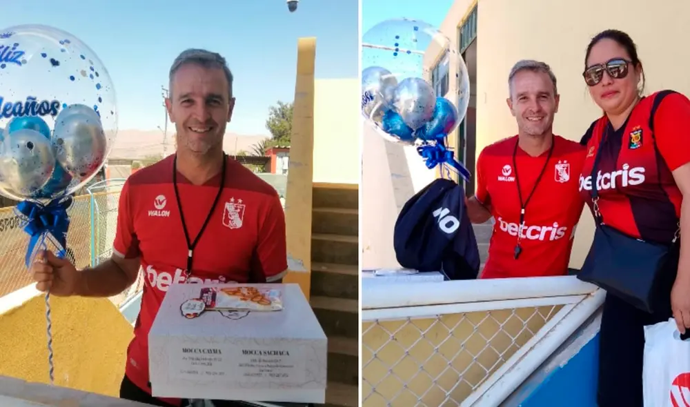 Madre e hincha rojinegra entregó presente por el cumpleaños 50 de Lavallén. Foto: Johana Cabanillas