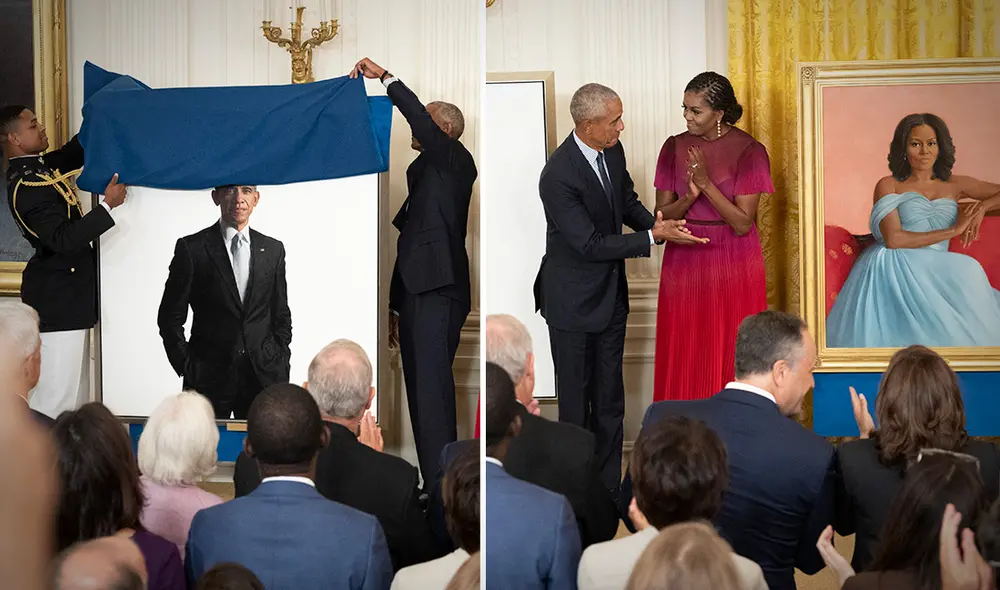 Barack y Michelle Obama regresaron a la Casa Blanca este 7 de setiembre. Ceremonia de develado de retratos no se realizó durante gobierno de Donald Trump. Foto: composición/LR/AFP