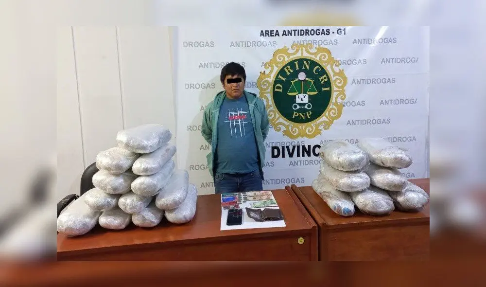 individuo fue detenido cuando recogía encomiendas con la marihuana. Foto: PNP