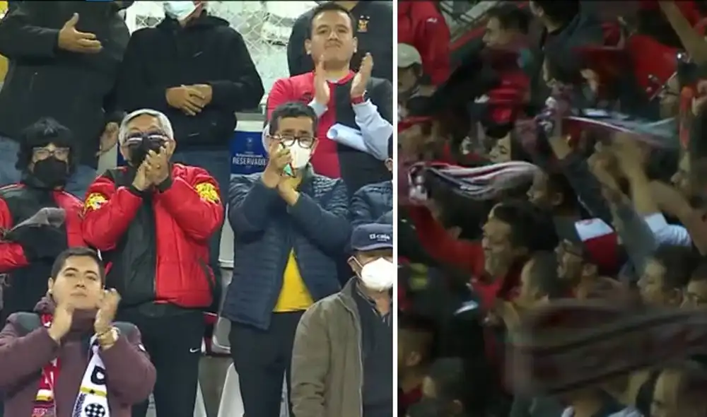 Los hinchas rojinegros agradecieron al equipo el haber llegado tan lejos en la Sudamericana. Foto: captura/ESPN Los hinchas rojinegros agradecieron al equipo el haber llegado tan lejos en la Sudamericana. Foto: captura/ESPN