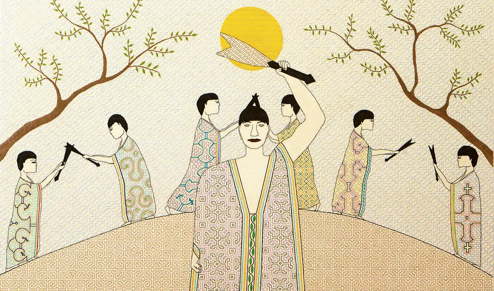 Tejido que narra. Hermoso textil de la reconocida artista shipibo-conibo Chonon Bensho. Foto: Federico Romero Tejido que narra. Hermoso textil de la reconocida artista shipibo-conibo Chonon Bensho. Foto: Federico Romero