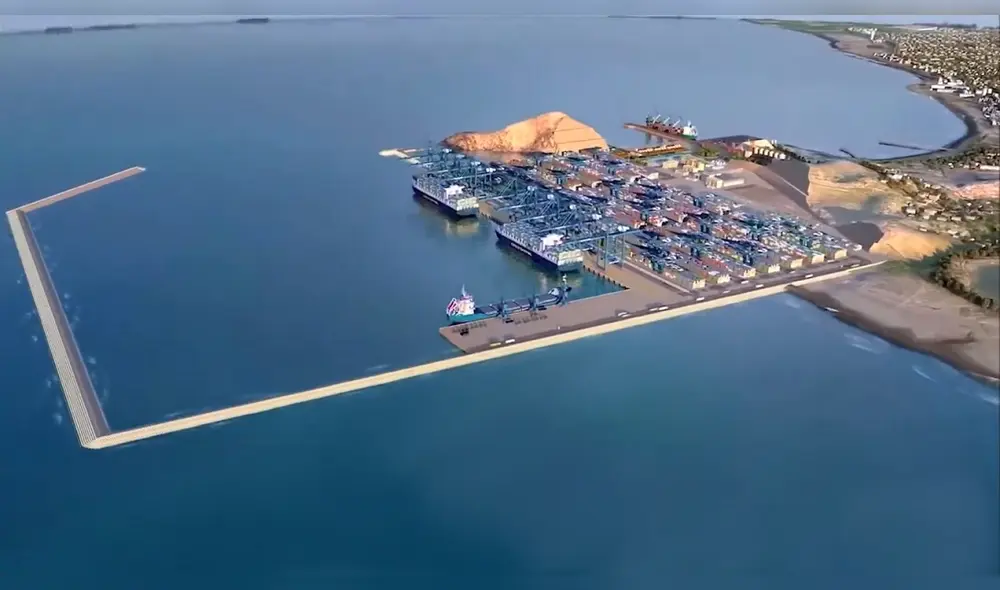 La construcción del Puerto de Chancay, ubicado a 80 km al norte de Lima, en Huaral, beneficiará económicamente a miles de familias en el corredor del centro del país hacia la costa. Foto: difusión La construcción del Puerto de Chancay, ubicado a 80 km al norte de Lima, en Huaral, beneficiará económicamente a miles de familias en el corredor del centro del país hacia la costa. Foto: difusión