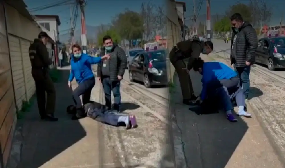 "El delincuente trató de esquivarme y, con mi mano derecha, lo tomé de la polera, le di vuelta, y cayó al suelo", dijo la mujer. Foto: Captura de video/Meganoticias. "El delincuente trató de esquivarme y, con mi mano derecha, lo tomé de la polera, le di vuelta, y cayó al suelo", dijo la mujer. Foto: Captura de video/Meganoticias.