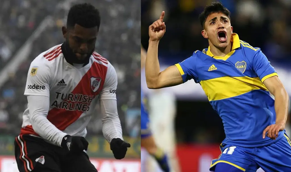 Miguel Borja y Luca Langoni podrían jugar su primer clásico. Foto: composición de Boca Juniors/River Plate