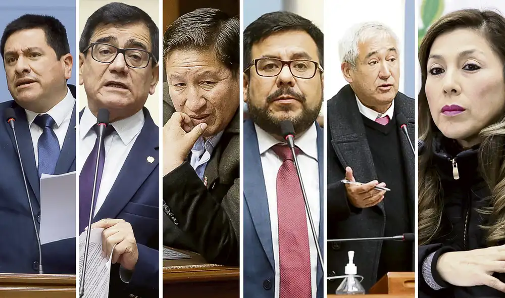 (De izquierda a derecha) José Williams, Luis Aragón, Guido Bellido, Carlos Zeballos, José Elías y Lady Camones buscan presidir el Congreso. Foto: composición La República (De izquierda a derecha) José Williams, Luis Aragón, Guido Bellido, Carlos Zeballos, José Elías y Lady Camones buscan presidir el Congreso. Foto: composición La República