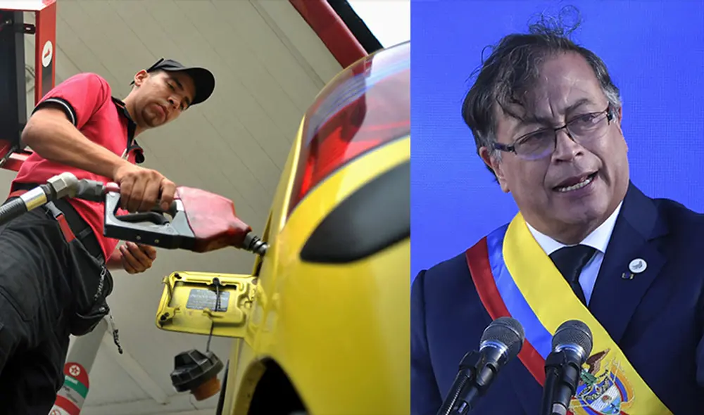 El presidente de Colombia, Gustavo Petro, anuncia el aumento del precio de la gasolina este domingo 11 de septiembre. Foto: composición/AFP El presidente de Colombia, Gustavo Petro, anuncia el aumento del precio de la gasolina este domingo 11 de septiembre. Foto: composición/AFP
