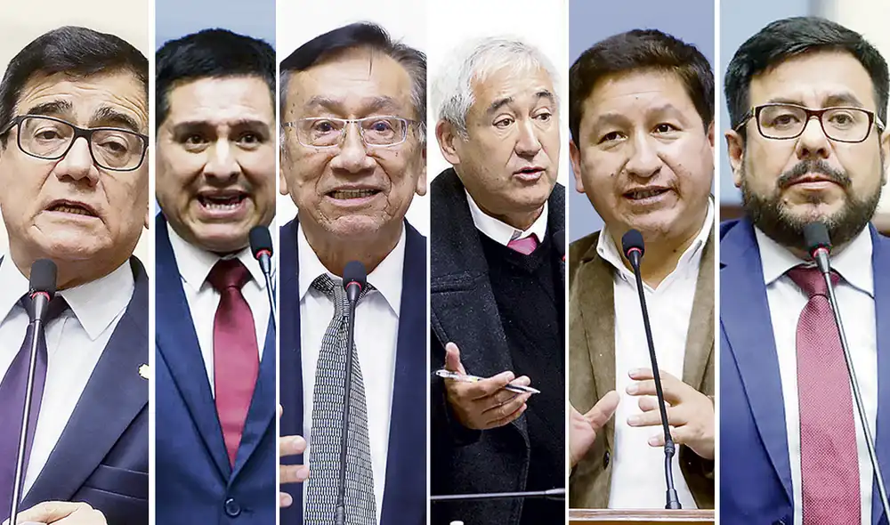 Candidatos. (De izquierda a derecha) José Williams, Luis Aragón, José Balcázar, José Elías, Guido Bellido y Carlos Zeballos van por la presidencia del Congreso. Foto: composición LR Candidatos. (De izquierda a derecha) José Williams, Luis Aragón, José Balcázar, José Elías, Guido Bellido y Carlos Zeballos van por la presidencia del Congreso. Foto: composición LR