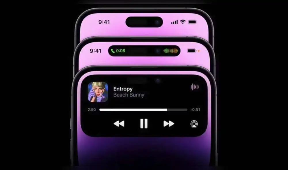 El Dynamic Island del iPhone 14 Pro y iPhone 14 Pro Max cambia de tamaño, dependiendo de la situación. Foto: Apple El Dynamic Island del iPhone 14 Pro y iPhone 14 Pro Max cambia de tamaño, dependiendo de la situación. Foto: Apple