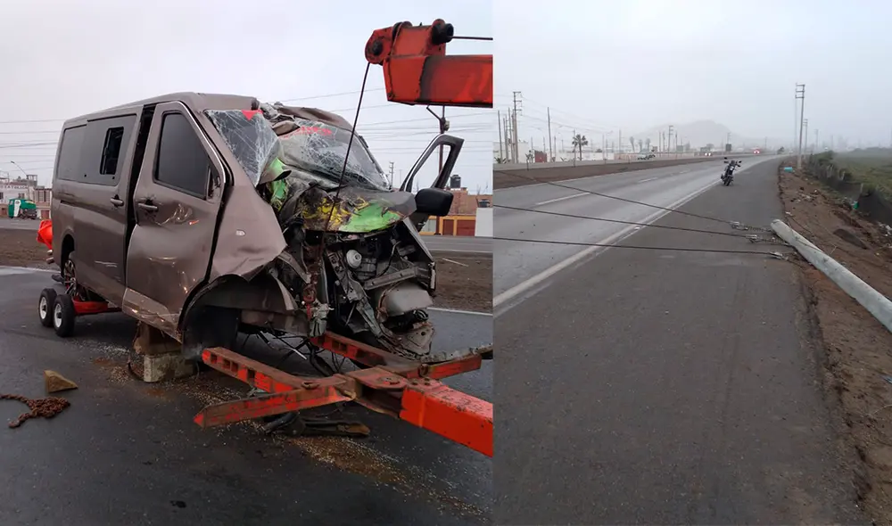 Panamericana Sur: impacto de miniván provocó que cables de alta tensión queden sobre la vía. Foto: composición LR/Óscar Chumpitaz/LR Panamericana Sur: impacto de miniván provocó que cables de alta tensión queden sobre la vía. Foto: composición LR/Óscar Chumpitaz/LR