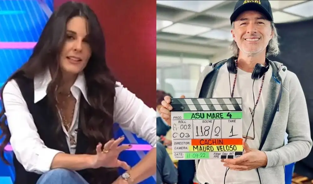 Rebeca Escribens comenta sobre el anuncio de "Asu mare 4" en "América espectáculos". Foto: composición LR/captura de América TV/Carlos Alcántara/Instagram