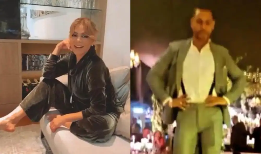 Durante la boda de Ethel Pozo, Gisela Valcárcel bajó de una mesa al popular 'Giselo'. Foto: captura LR/ Instagram Gisela V./Edson Dávila