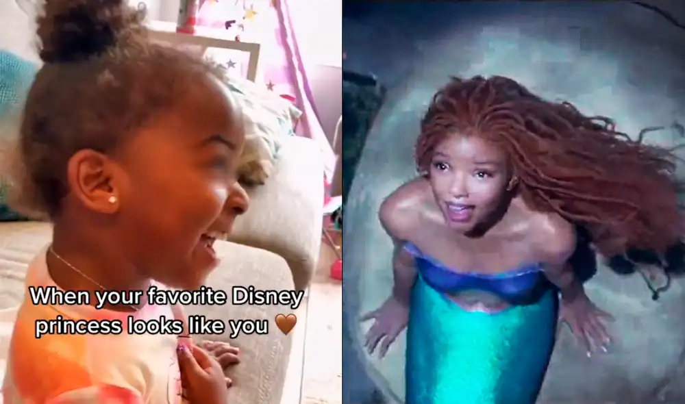 Los videos de las niñas reaccionando al video de Ariel están siendo virales en redes. Foto: Disney/captura de TikTok/@Armlina Los videos de las niñas reaccionando al video de Ariel están siendo virales en redes. Foto: Disney/captura de TikTok/@Armlina