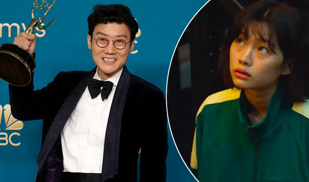 Hwang Dong Hyuk, director de "El juego del calamar", celebra el primer Emmy de su carrera. Foto: AFP/Netflix