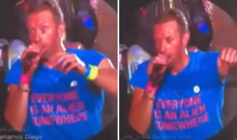 Chris Martin lideró la banda Coldplay en su esperado concierto en Lima. Foto: captura Twitter