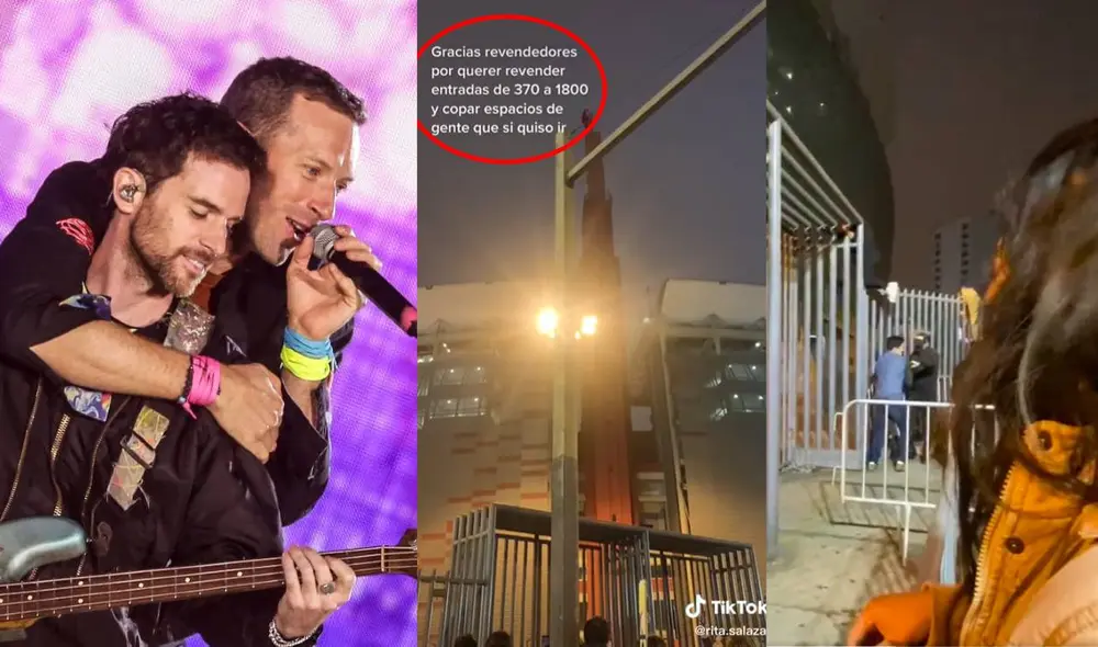 Los fans de Coldplay cantaron "Yellow" desde fuera del recinto. Foto: composición LR/captura de TikTok/@rita.salazar