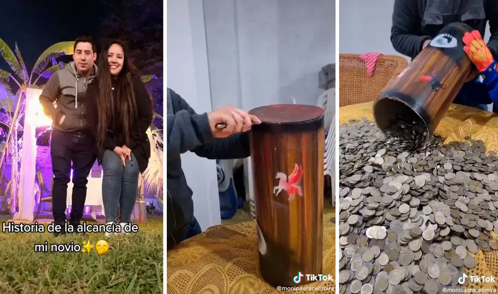 La joven comentó que tuvieron que contar con el apoyo de su suegra y cuñada para agilizar el conteo de las monedas. Foto: composición LR/capturas de TikTok/@Ara.25Miss La joven comentó que tuvieron que contar con el apoyo de su suegra y cuñada para agilizar el conteo de las monedas. Foto: composición LR/capturas de TikTok/@Ara.25Miss