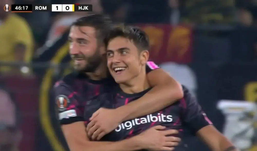 Paulo Dybala abrió el marcador para la Roma en la Europa League. Foto: captura/ESPN