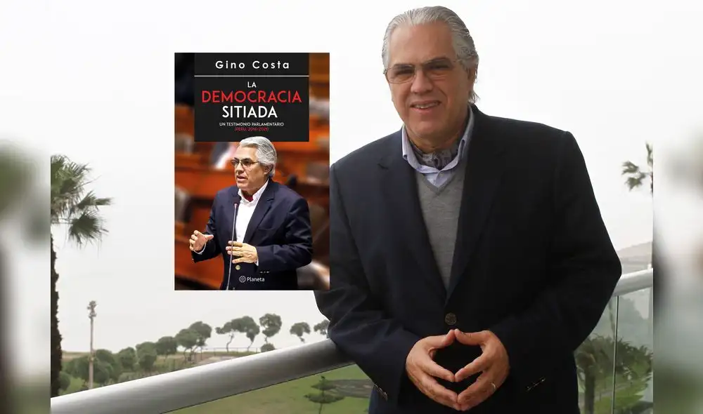 Gino Costa. Al lado, la portada de su nuevo libro. fotocomposición: La República.

ENTREVISTA AL CONGRESISTA GINO COSTA.