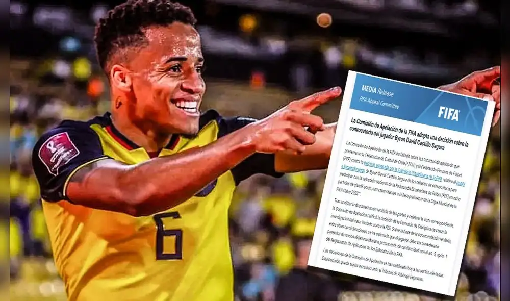 Byron Castillo jugó los dos partidos ante Chile por eliminatorias. Foto: Instagram/FEF/captura web FIFA