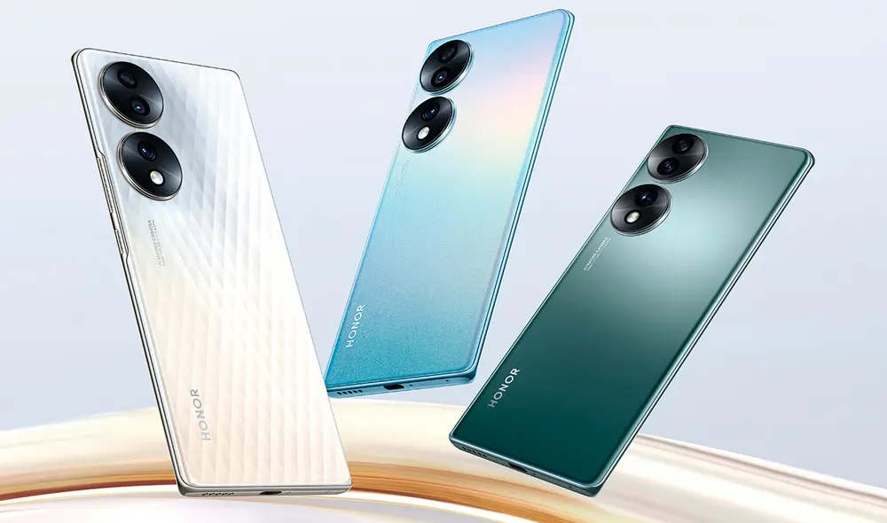 Cristal platino, escarcha mística y verde esmeralda son los colores del Honor 70. Foto: Honor