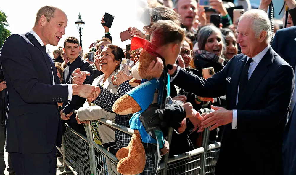 “Muchas gracias”, dijo Guillermo a quienes esperan horas para inclinarse ante el féretro de la reina en Westminster Hall.Foto: composición LR/ AFP/ Noticias de Álaba