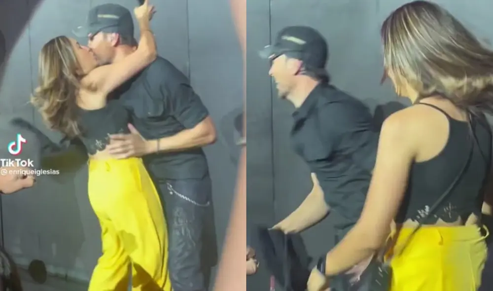Enrique Iglesias siendo besado por una de sus fanáticas. Video: Composición LR/TikTok Enrique Iglesias siendo besado por una de sus fanáticas. Video: Composición LR/TikTok