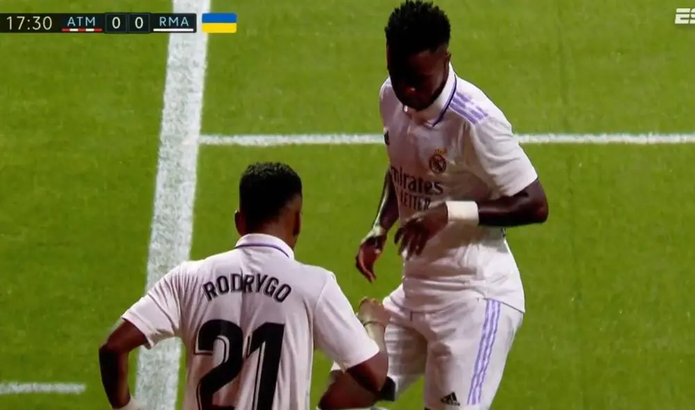 Vinicius y Rodrygo celebraron el tanto bailando en el Cívitas Metropolitano. Foto: captura/ESPN