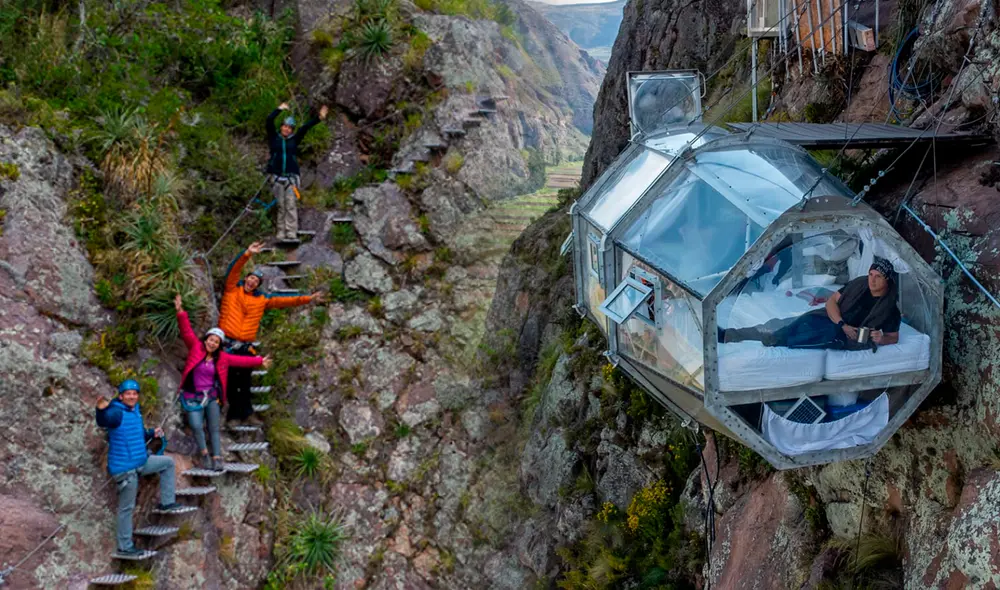 Los huéspedes pueden realizar canopy o tirolesa durante su estadía en Skylodge Adventure Suites. Foto: composición LR/ Natura vive/Skylodge Adventure Suites/Facebook Los huéspedes pueden realizar canopy o tirolesa durante su estadía en Skylodge Adventure Suites. Foto: composición LR/ Natura vive/Skylodge Adventure Suites/Facebook