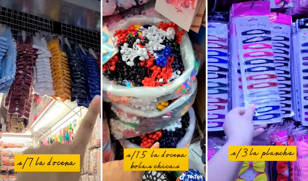 Desde colets con bolitas a S/ 1,50 hasta ganchos a S/ 3 la plancha son algunas de las promociones que encontrarás en el Centro de Lima. Foto: composición LR/TikTok/@pieri.acosta
