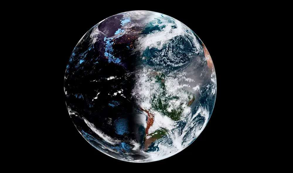 Imagen de la Tierra durante un equinoccio captada por el satélite GOES EAST. Foto: NOAA.