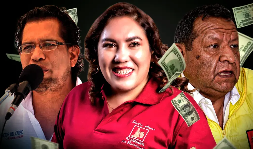 Arequipa. Héctor Del Carpio, Shirley Alcocer Pauca y Benigno Cornejo son los candidatos que más han gastado en su campaña. Foto: Composición de Gerson Cardoso/ La República