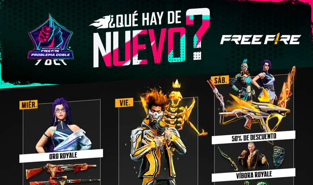 Agenda semanal está dirigida a jugadores de Free Fire y Free Fire Max. Foto: Garena Agenda semanal está dirigida a jugadores de Free Fire y Free Fire Max. Foto: Garena