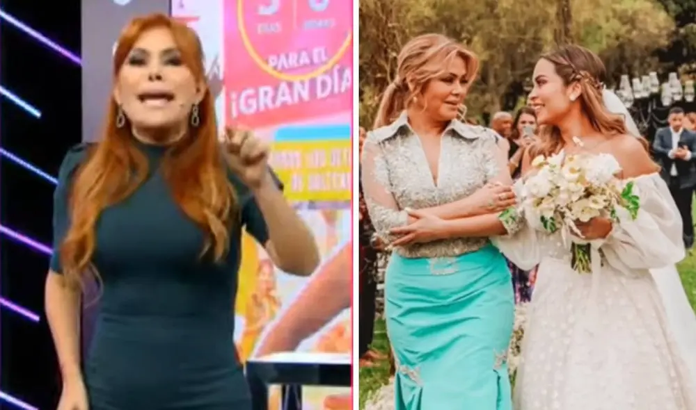 Magaly Medina se refirió a la boda de Ethel Pozo tras las declaraciones de Gisela Valcárcel. Foto: captura de ATV/Ethel Pozo/Instagram