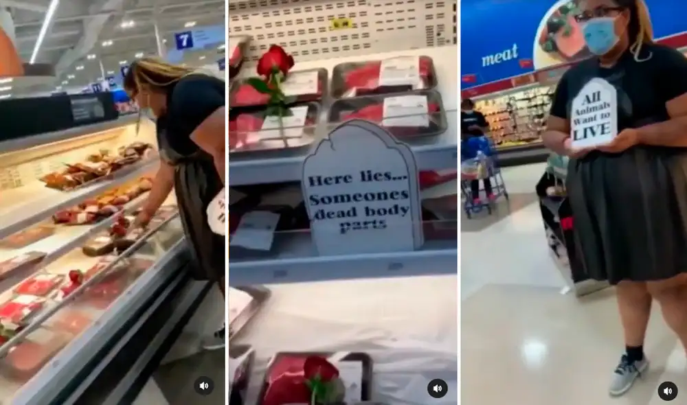 Los veganos protestaron de esta forma contra la matanza de animales para el consumo. Foto: composición LR/captura de Facebook/ Mitre Los veganos protestaron de esta forma contra la matanza de animales para el consumo. Foto: composición LR/captura de Facebook/ Mitre