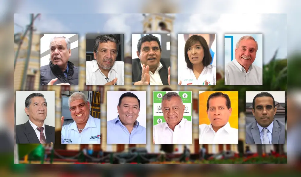 En el proceso electoral 2022 participarán 11 candidatos de las diferentes organizaciones políticas que aspiran el sillón municipal de Chiclayo. Foto: composición de Pedro Salazar/ LR En el proceso electoral 2022 participarán 11 candidatos de las diferentes organizaciones políticas que aspiran el sillón municipal de Chiclayo. Foto: composición de Pedro Salazar/ LR