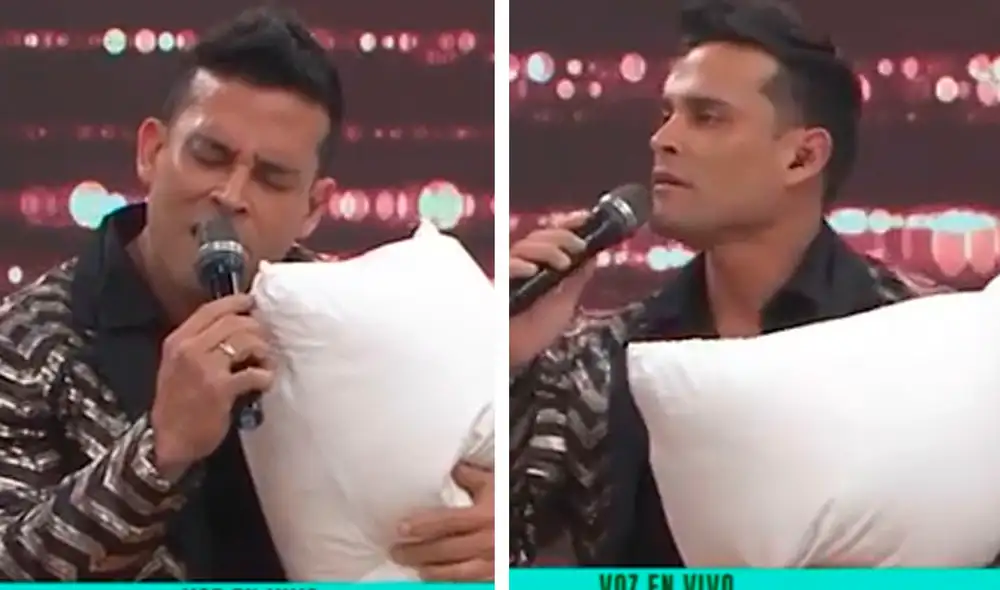 Christian Domínguez mostró sus dotes para el canto frente a Sergio George. Foto: captura de América TV