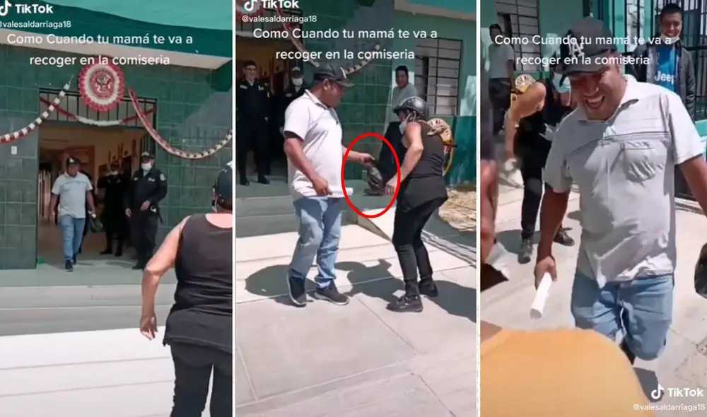 Los policías soltaron carcajadas por el singular hecho. Foto: composición LR/Captura de TikTok/@valesaldarriaga18 Los policías soltaron carcajadas por el singular hecho. Foto: composición LR/Captura de TikTok/@valesaldarriaga18