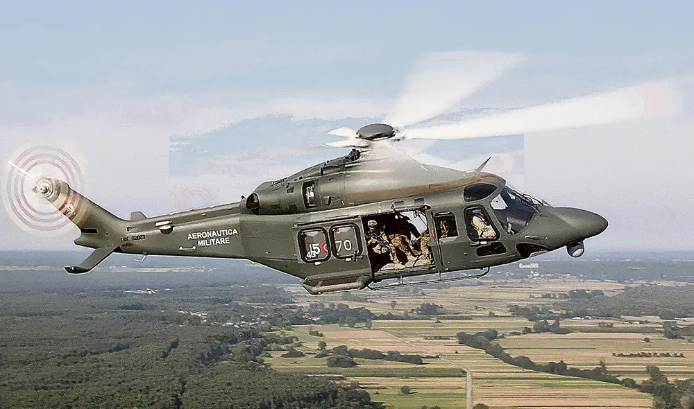 Fabricación italiana. El Leonardo AW 139M responde a operaciones de búsqueda de rescate SAR y también de combate CSAR. Foto: difusión