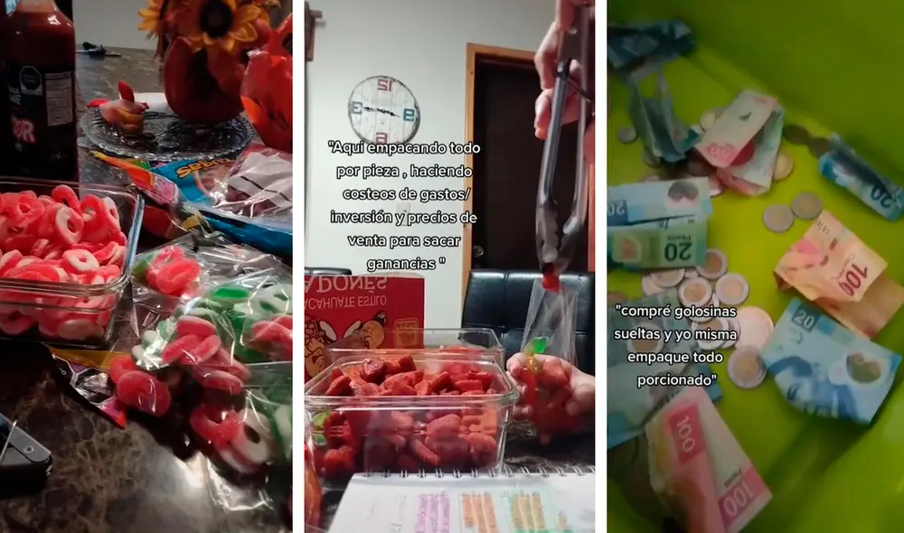 Durante las noches, la joven armaba una gran cantidad de bolsitas que contenían diferentes tipos de dulces. Foto: composición LR/TikTok/@noturtypicalhoe Durante las noches, la joven armaba una gran cantidad de bolsitas que contenían diferentes tipos de dulces. Foto: composición LR/TikTok/@noturtypicalhoe