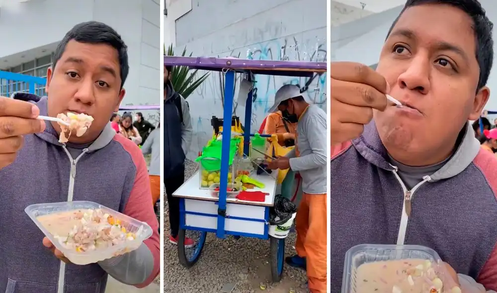 Él hizo una cola de aproximadamente 2 horas para comprar el popular platillo de pota; sin embargo, no lo dejó impresionado. Foto: composición LR/TikTok/@mirecetamagica Él hizo una cola de aproximadamente 2 horas para comprar el popular platillo de pota; sin embargo, no lo dejó impresionado. Foto: composición LR/TikTok/@mirecetamagica