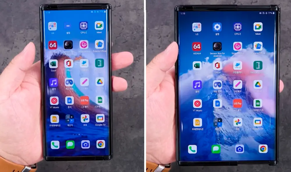 Este teléfono de LG podía llegar a tener una pantalla de hasta 7.4 pulgadas. Foto: captura de YouTube / 뻘짓연구소