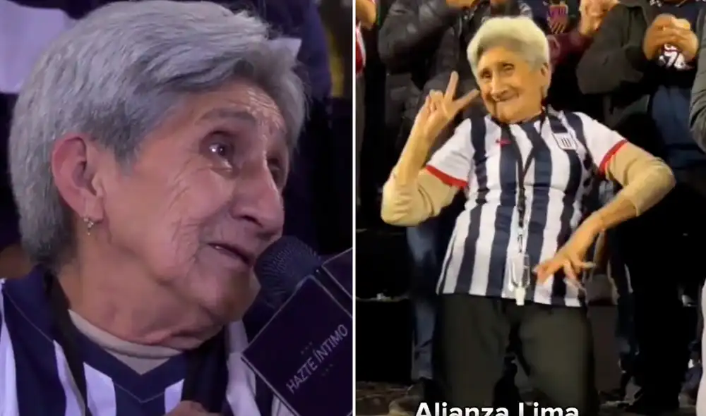 La adulta mayor celebró con un baile el triunfo ante Melgar. Foto: captura/Alianza Play La adulta mayor celebró con un baile el triunfo ante Melgar. Foto: captura/Alianza Play