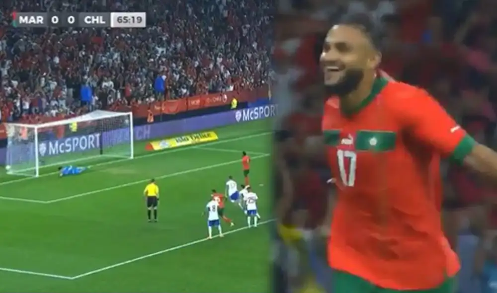 Boufal puso el primero de los marroquíes ante Chile. Foto: captura de Chilevisión