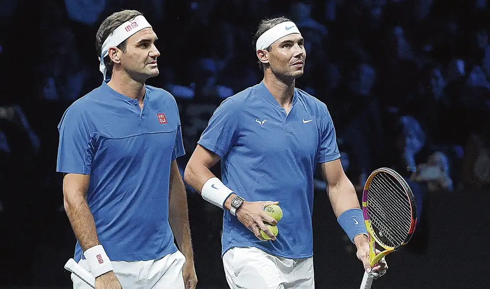 El adiós. El suizo jugó su último partido en una noche inolvidable junto a Rafael Nadal. Foto: EFE