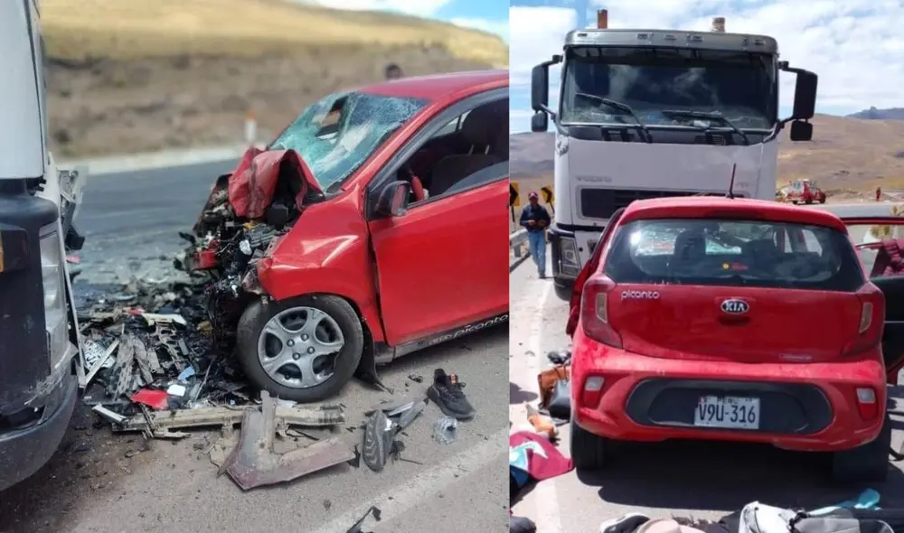 Choque entre camión y auto deja 3 fallecidos. Foto: difusión Choque entre camión y auto deja 3 fallecidos. Foto: difusión