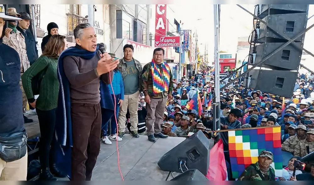 El mismo discurso.  Antauro Humala llegó a Puno donde dijo ser inocente de los crímenes que lo llevaron a prisión. Foto: La República