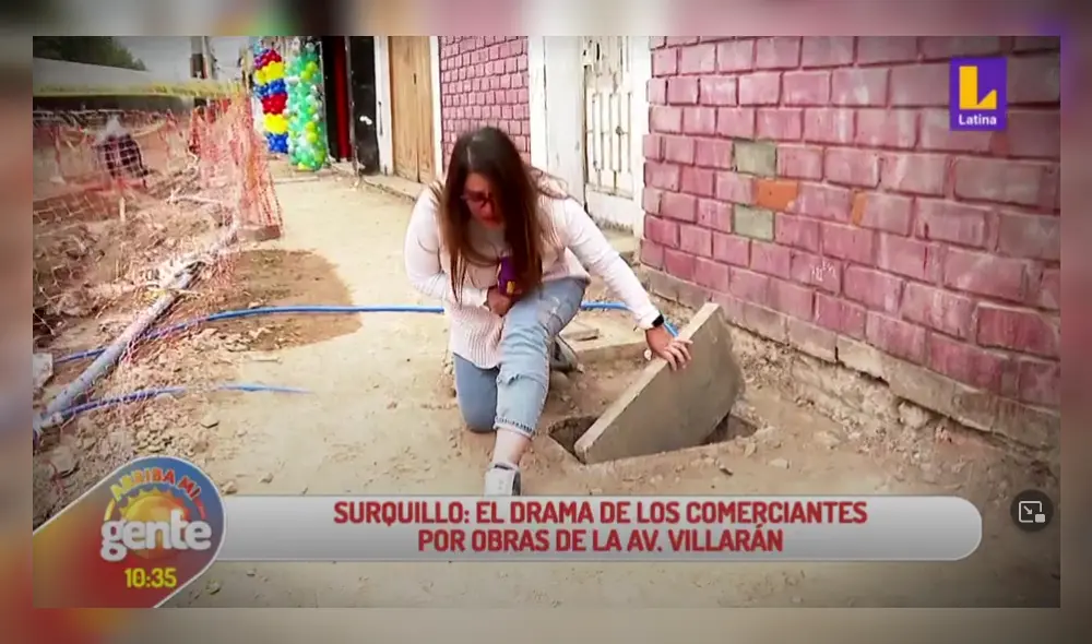 Reportera de "Arriba mi gente" sufre accidente mientraba muestra obras inconclusas. Foto: captura de Latina